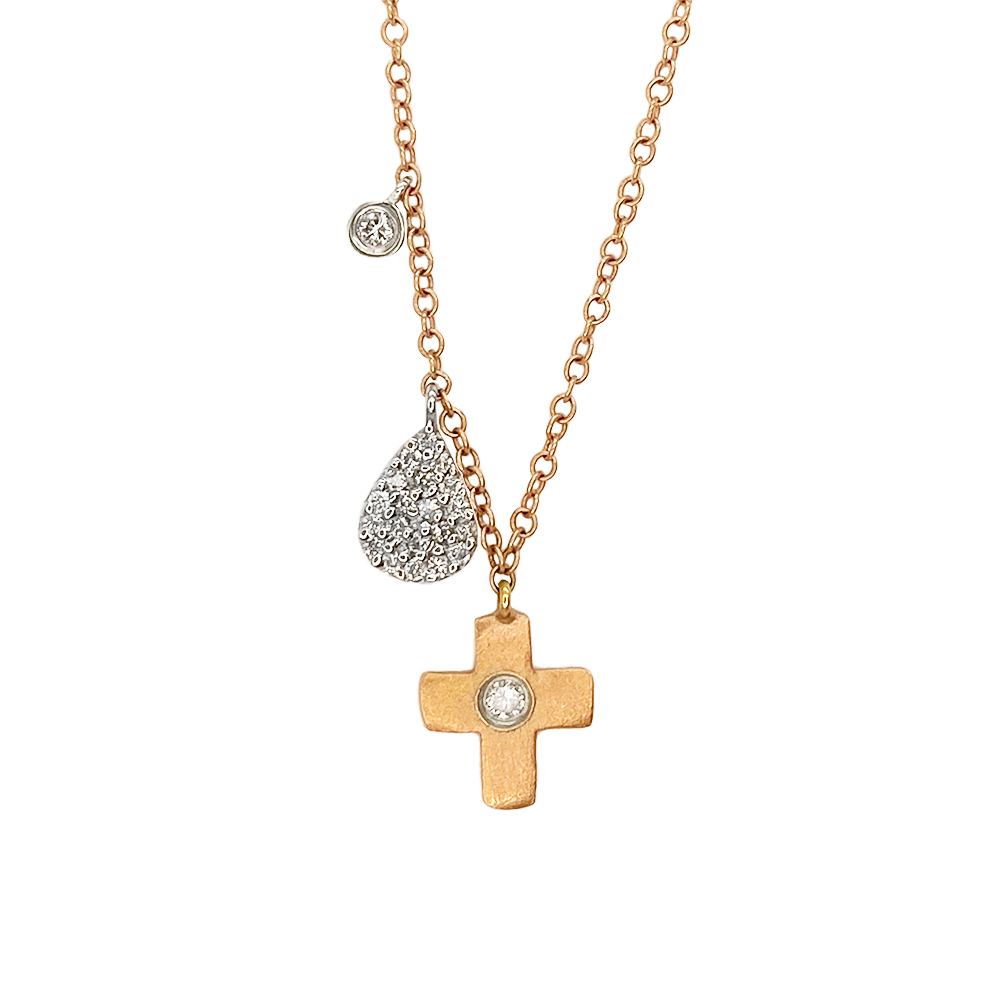 Rose gold cross pendant with diamonds