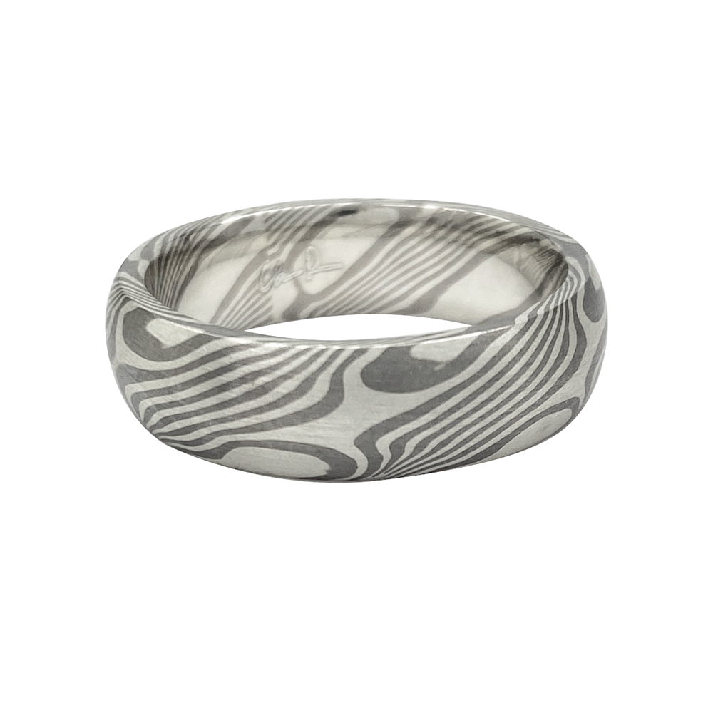 Mokume Gane "Ash" Silver Band, Size 10