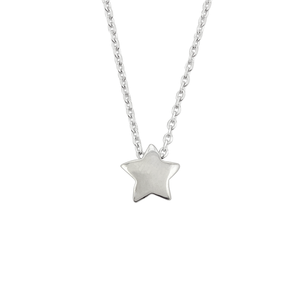 White gold damond star pendant necklace on a white background.