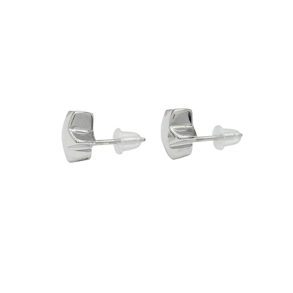 White gold diamond star stud earrings on a white background.